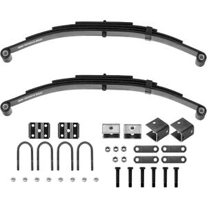 Youxmoto Single Trailer Leaf Spring 4 Leaf 1750 lbs, for 3500lb Single Trailer Axle Suspension Kit, with U-Bolt & Hanger Kit; Double Eyes 25-1/4" L, 1-3/4" Width, 9/16 Eye I.D
