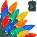 Brightever C6 Battery Operated Christmas Lights, 35FT 100LED Christmas String Lights with Timer & 8 Lighting Modes, Waterproof Strawberry Xmas Tree Light for Indoor Outdoor Decor, Multicolor, 1-Pack