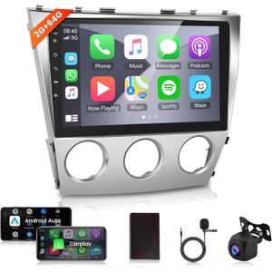 2+64G Android Car Radio Stereo for Toyota Camry 2006-2011 with Wireless Carplay Android Auto, 10.1'' Touch Screen Head Unit Bluetooth GPS Navigation Mirror Link WiFi FM/RDS EQ AHD Backup Camera SWC