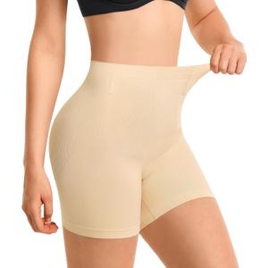 Nebility Slip Shorts for Under Dresses Women Shapewear Tummy Control Body Shaper Mid-Waist Under Dress Shorts (Large, Beige)