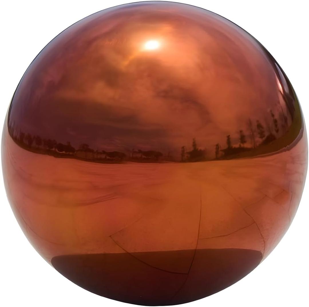 Stainless Steel Gazing Globe Mirror Ball, Decorative Gazing Balls for Garden, Reflective Smooth Garden Ball Sphere for Outdoor Yard Decoration (Orange, Dia: 12 inch)