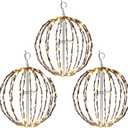 Elf Logic 3 Pack 16 Outdoor/Indoor LED Christmas Light Balls. Durable, Waterproof, Long-Lasting, Lightweight Bright Light Ball. Warm LED Lights for Holiday Decor, Patio, Wedding Decor