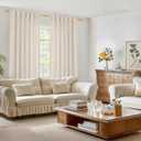 BGment 96 Inches Long Linen Semi Sheer Curtains for Living Room 2 Panel Set, Light Filtering Drapes Natural Textured with Rod Pocket Back Tab for Farmhouse Bedroom, Each Panel 52 Inch Wide