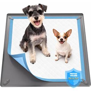 Pee Pad Holder for Dogs,Silicone Dog Puppy Pad Holder, 24 x 24 No Spill Raised Lip High Edge,Portable, LeakProof Mat Holder for Dog Training Pads,Square Potty Trays for Home Floor Protection