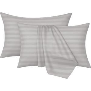 Bedding Pillow cases 4 pack - Silver Stripe 50x75cm Luxury Pillowcase 100% Microfiber Hotel Quality Pillow Cover - Super Soft and Breathable Pillow Case