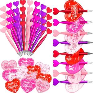 96 Pack Valentine's Day Pens Heart Shaped Ballpoint Pens Bulk and Exchange Card for Valentine Party Favor Rewards Office Coworkers Gift Exchange(Red)