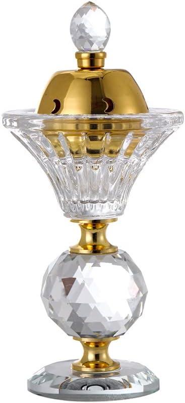 Crystal Incense Burner,Oud Frankincense Aromatherapy Bakhoor Burner Arabian Diffuser Desk Decor for Yoga Meditation Spa (Moon)