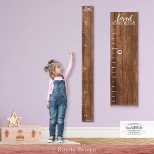Farmhouse Style Wooden Kids Growth Chart Ruler for Boys and Girls (Rustic Brown - NTT)