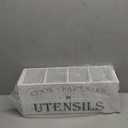 Suli Extra Large Kitchen Utensils Holder with 4 Compartments, Wooden Utensil Organizer for Countertop, Farmhouse Kitchen Decor, Rustic Cooking Utensil - White