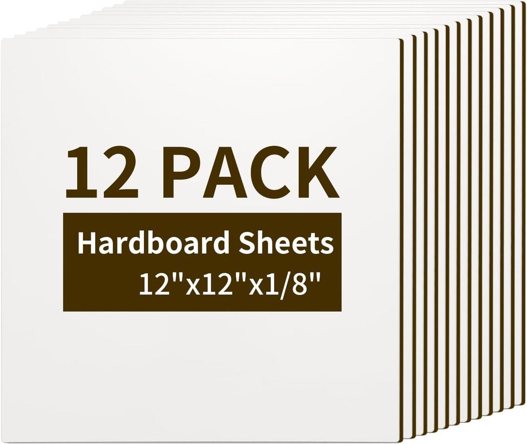 PYD Life 12 Pack Sublimation Hardboard Blanks MDF Wood Sheets Bulk White 12" x 12",1/8" Thick(3 mm) for Custom Coasters Photo Frames,for Xtool Glowforge 40 W Cutting Machine DIY Projects