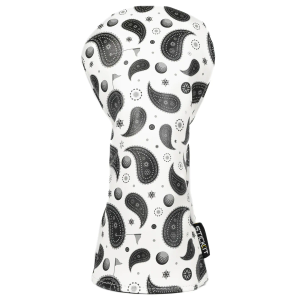 The Original STICKIT Magnetic Driver Head Cover - Black Paisley | Premium Leather Golf Accessory with Industrial Magnetic for Easy Attachment and Travel | Protect in Style | Fits Most Drivers