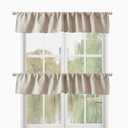 DecoHongDi 10 Inch Window Valances, 2 Panels - Kitchen Light Blocking Burlap Linen Textured Valances, 104 Inch Wide (52x10) Beige