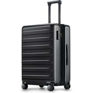 NINETYGO Carry On Luggage 22x14x9 Airline Approved, 20 Inch Luggage with Smooth Spinner Wheels, Expandable, Hard Shell PC Suitcase, Lightweight Travel Luggage, TSA Approved (Black, Rhine Max)