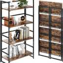 BHG Vintage Multifunctional Folding Bookshelf, No-Assembly Plant Stand Storage Rack Shelves for Home Office (Fire, 4-Tier)