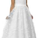 A line Wedding Pageant Lace Flower Girl Dress with Belt 2-12 Year Old (10, A-white)