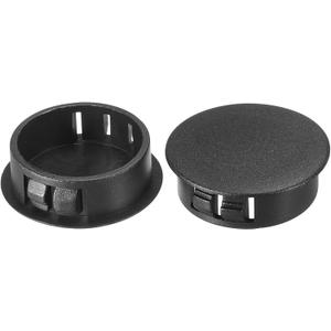 PATIKIL 30mm (1.2") Plastic Hole Plugs, 20Pcs Flush Type Round Hole Plugs Cover Snap in Locking Hole Tube for Table Kitchen Cabinet Furniture, Black