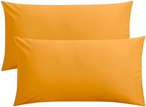 FLXXIE 2 Pack Microfiber King Pillow Cases, 1800 Super Soft Pillowcases with Envelope Closure, Wrinkle, Fade and Stain Resistant Pillow Covers, 20x36, Ginger Yellow