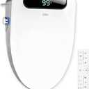 Heated Bidet Toilet Seat Elongated with LED Display & Remote Control - Smart Soft Close Toilet Seat Electric Bidet with Dryer, Warm Water, Feminine Wash, Self-Cleaning Nozzle, IPX4, White