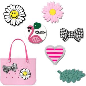 2 x 6PCS Accessories for Bogg Bag Snap-In Charms Compatible with Bogg Bags, Cute Beach Bag Decorations for Women & Girls