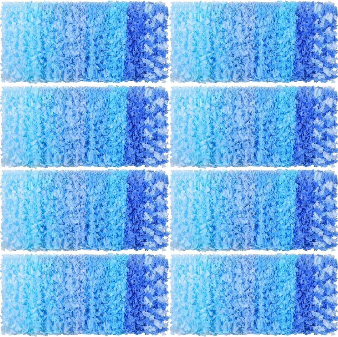 Jexine 250 Pieces Hawaiian Leis Bulk Tropical Luau Leis Summer Beach Floral Necklace for Birthday Party Decorations Wedding Summer Celebrations(Blue,Light Color)
