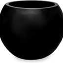 Marlo Fiberstone Round Planter, Lightweight, Durable (11.6" Pot Opening x 16.9"D x 13.4"H) Smooth Finishes, UV Resistant, Modern Minimalist Home Decor, Indoor Outdoor Plant Pot (M, Black)