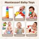 Montessori Toys for Babies 6-12 Months,1 Year Old,8 in 1 Baby Sensory Toy for 12-18 Months Toddler,Wooden Educational Development Toys with Soft Stacking Cup&Sensory Ball&Tissue Box