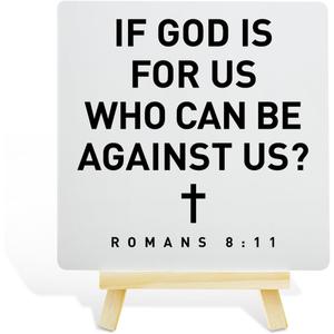 Christian Decor Wooden Sign, Christian Baptism Gifts for Women Men, Faith Religious Scripture Decor, God Decorations for Home Office Bedroom, Bible Verse Desk Decoration, Romans 8:11