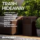 Suncast 33 Gallon Commercial Outdoor Trashcan Hideaway with Lid for 30 to 33 Gallon Trash Bags for Garage, Backyard, or Garden, Brown