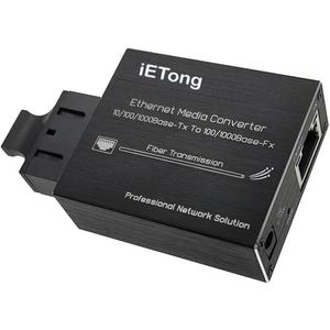 Mini Gigabit Fiber Media Converter RJ45,10/100/1000Base-Tx to 100/1000Base-Fx Dual SC Fiber Single-Mode, Built-in Fiber Module Up to 20km