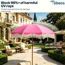 Tobeos 7FT Patio Umbrella with Fringe, Outdoor Tassel Umbrella with Fiberglass Ribs, Boho Beach Umbrella, Push Button Tilt and Carrying Bag, UPF50+, Rose Pink