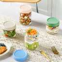 DRKIO 10 & 16 Oz Overnight Oats Containers with Lids - 6 Pack Glass Storage Jars with Airtight Lids Wide Mouth Mason Food Jars Great for Meal Prep Salad Chia Puddirg Snacks Yogurt Sugar Spice Cereal
