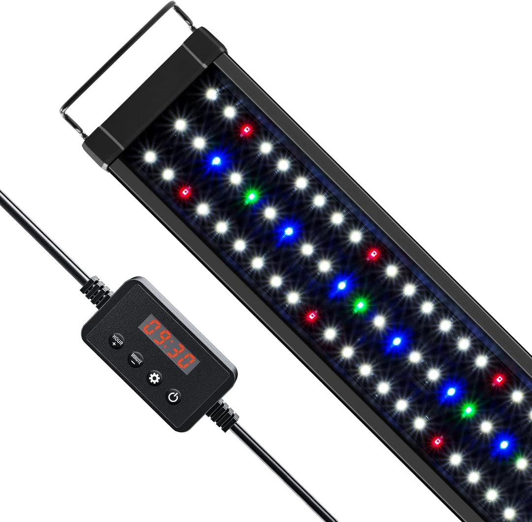 NICREW ClassicLED Plus LED Aquarium Light with Timer, 27 Watts, for 36 to 48 Inch Fish Tank Light, Daylight and Moonlight Cycle, Brightness Adjustable (36 - 48 in)
