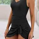 Aidonger One Piece Swim Dress Swimsuits for Women Tummy Control Swimdress Skirt Bathing Suit (Black, L)