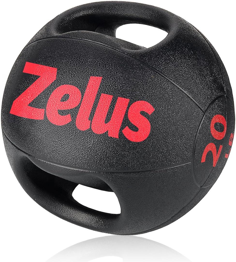 ZELUS Medicine Ball with Dual Grip| 20 lbs Exercise Ball |Weight Ball with Handles| Textured Grip Exercise Ball |Strength Training| Core Workouts
