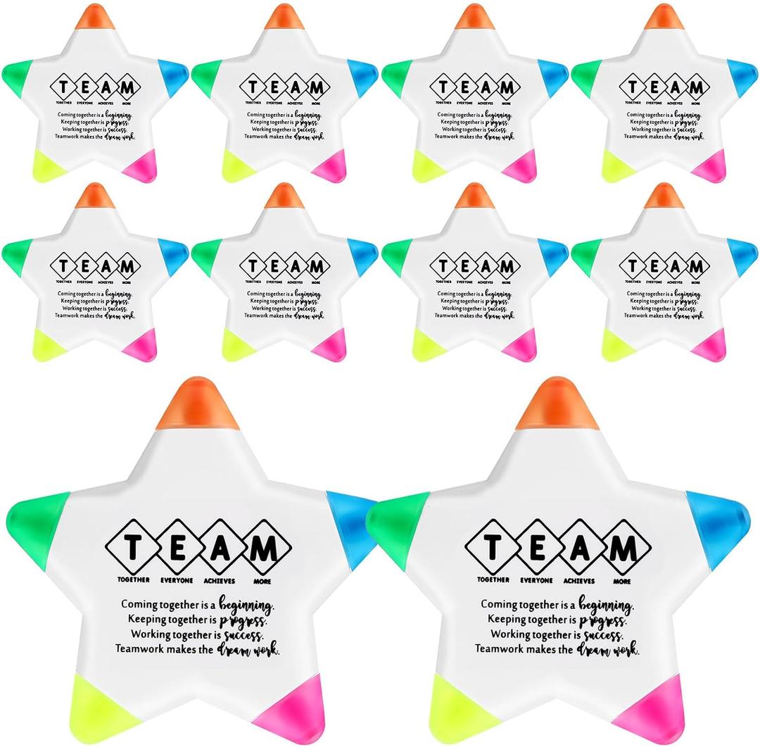 10 Pcs Star Highlighters Bulk for Classroom Rewards, Cute Inspirational Fluorescent Marker Pens for Teacher Supplies, Student Prizes, Back to School, Employee Appreciation and Office Gifts