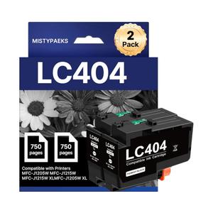 LC404BK LC404 Ink Cartridges Replacement for LC404XL LC404 Ink Cartridges for Brother Printer Compatible with Brother MFC-J1205W MFC-J1215W MFC-J1205W XL Printer (2 Black)
