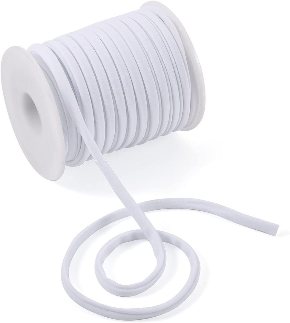 5mm Flat Elastic Nylon Cord Cheriswelry 21.87 Yards Braided Fabric Threads Stretch Beading Strings Chinese Knotting Cord Soft Band Rope for DIY Crafting Sewing Macrame Jewelry Making Navajo White