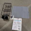 iSPECLE Expandable Dish Drying Rack with Silicone Mat for Large Kitchen Sink or On Counter, Rust Resistant Adjustable Over the Sink Dish Drainer with Tightening Knob, 12.8" W x 15.8"-20.7" L, Black