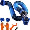SheeChung 10FT RV Sewer Hose Kit, Sewer Hose for RV Camper, Heavy-Duty Camper Waste Hose with Leak-Proof Swivel Fittings, 90 Clear Elbow, 2 Storage Caps, TPE Tech for Crush-Proof and UV-Resistant