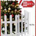 15.7" H Sturdy Safe Wooden Christmas Tree Fence - White Christmas Tree Gate Dogs Cat Proof for 5-7ft Trees, 8 Pcs Easy to Install