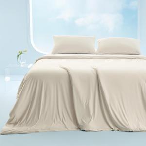 Bedsure Cooling Duvet Cover King Size - GentleSoft Cooling Bedding Set for Hot Sleepers, Ice-Cool Fabric Technology for Night Sweats, Soft & Breathable Lightweight Comforter Cover Set, 104x90, Beige