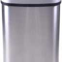 FDW Kitchen Trash can for Bathroom Bedroom Home Office Automatic Touch Free Garbage bin with lid Brushed Stainless Steel Rectangular 13 Gallon / 50L