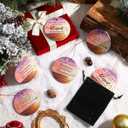 Syhood 6 Pcs Religious Christmas Ornaments Bulk Ceramic Pink Inspirational Christian Hanging Ornament Double Sided Printed Church Gifts Mother Gifts for Women Church Members, 3 Styles