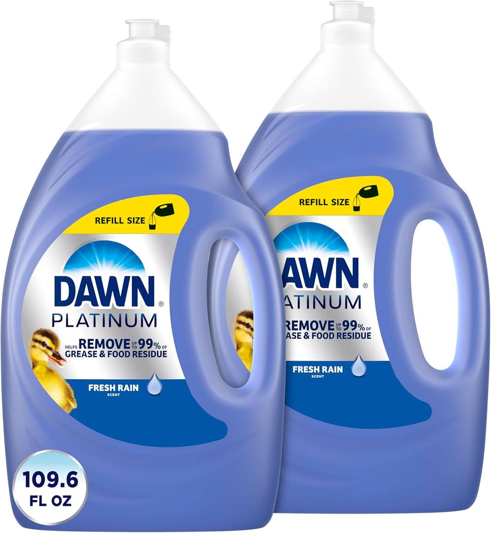 Dawn Platinum Dish Soap Liquid, Dishwashing Liquid, Grease Removal, Fresh Rain, 2x54.8oz Bundle (54.8 Fl Oz (Pack of 2))