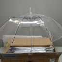 60 Pack Clear Wedding Umbrellas Bulk Transparent Auto Open Stick Umbrellas Windproof Waterproof Large Canopy Umbrella with White European J Hook Handle for Wedding Bride Groom Photography Golf Outdoor