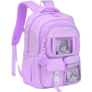 School Backpack for Girls, 15.6 Inch Laptop School Bags for Middle School Students-Kindergarten Elementary College Backpacks, Large Backpack for Teen Girl Students Casual Travel Daypacks-Purple