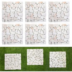 Sasylvia 6 Pcs 12 Inch Stepping Stones Pavers for Outside Walkway, Square Marble Riverstone Decor Pathway Stepping Stones for Patio Backyard Garden Walkway Pathway Outdoor Lawn Yard Decorations