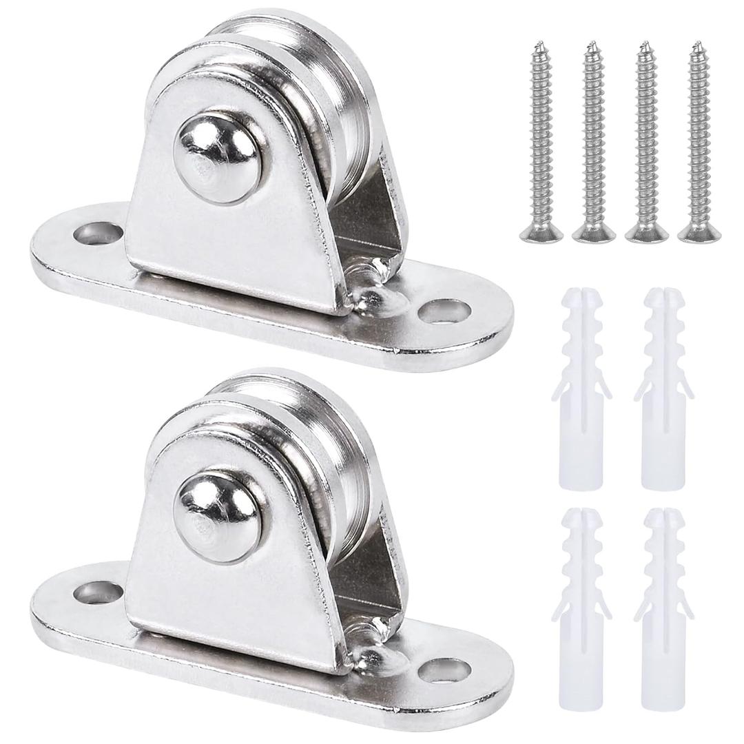 Small Pulley Block 1" Mini Duplex Pulley Roller Frictionless Silent Wheel Heavy Duty Fixed Pulley Loading 176 lb for Rope Cable Cord Guide & Wall Ceiling Mount DIY Project  10 Pack