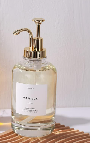 Molimoli Syrup Dispenser for Coffee Bars, Glass Syrup Bottle w. Pump, 16.9 oz 500 ml, Gold Upgraded Dispenser