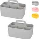 Tiawudi 2 Pack Caddy with Handle, Portable Plastic Caddy, Storage for Cleaning, Bath, Makeup, Art, Craft, Stationery, Classroom and Office, Tote Organizer (Rectangle, Gray)